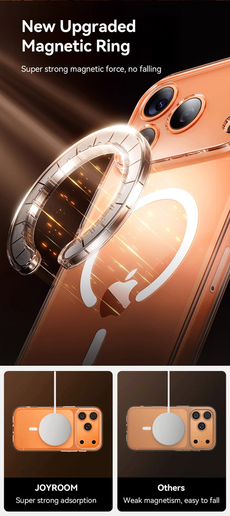 Capinha Magnética Transparente para iPhone 16/17 Pro Max - Anti-Amarelamento - Compatível com Carregador Sem Fio