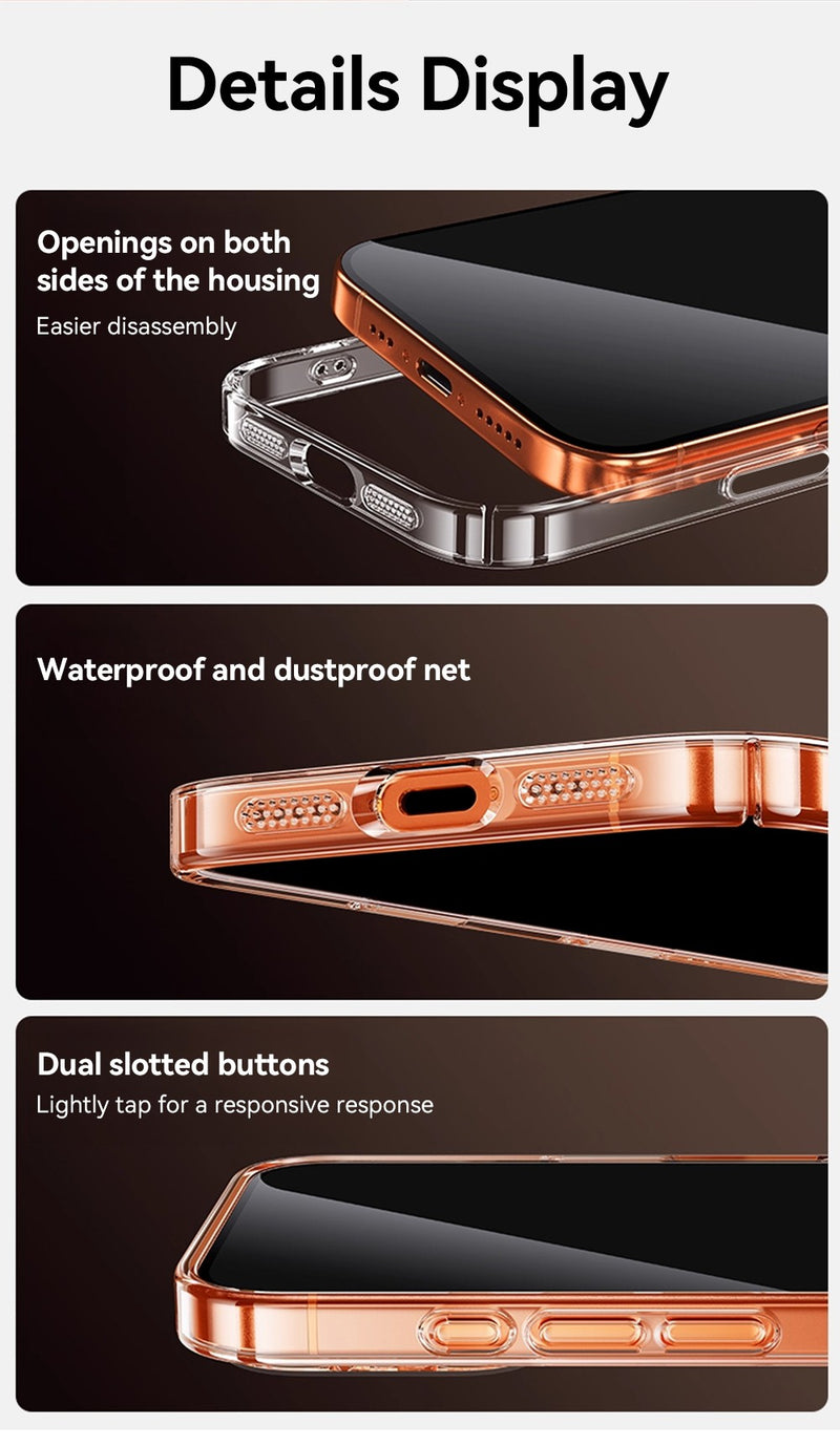 Capinha Magnética Transparente para iPhone 16/17 Pro Max - Anti-Amarelamento - Compatível com Carregador Sem Fio