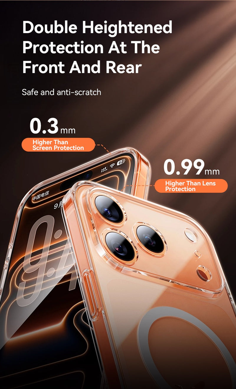 Capinha Magnética Transparente para iPhone 16/17 Pro Max - Anti-Amarelamento - Compatível com Carregador Sem Fio