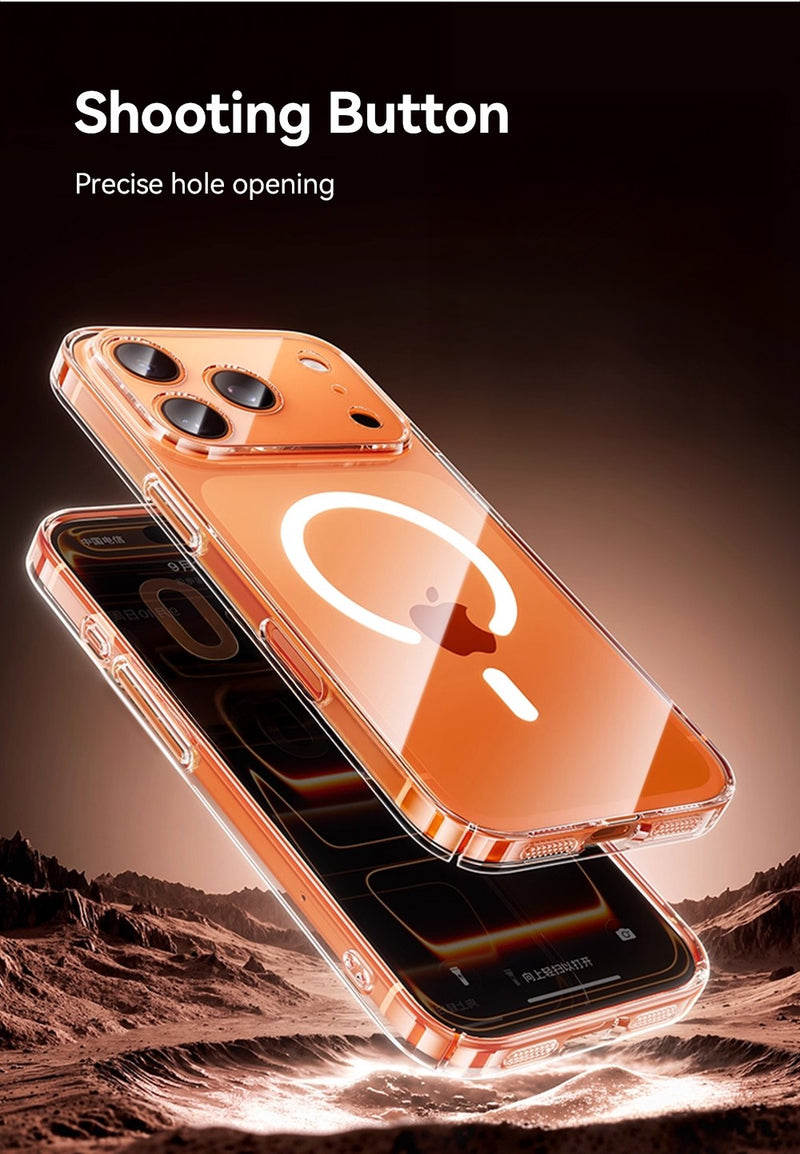 Capinha Magnética Transparente para iPhone 16/17 Pro Max - Anti-Amarelamento - Compatível com Carregador Sem Fio