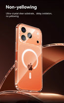 Capinha Magnética Transparente para iPhone 16/17 Pro Max - Anti-Amarelamento - Compatível com Carregador Sem Fio